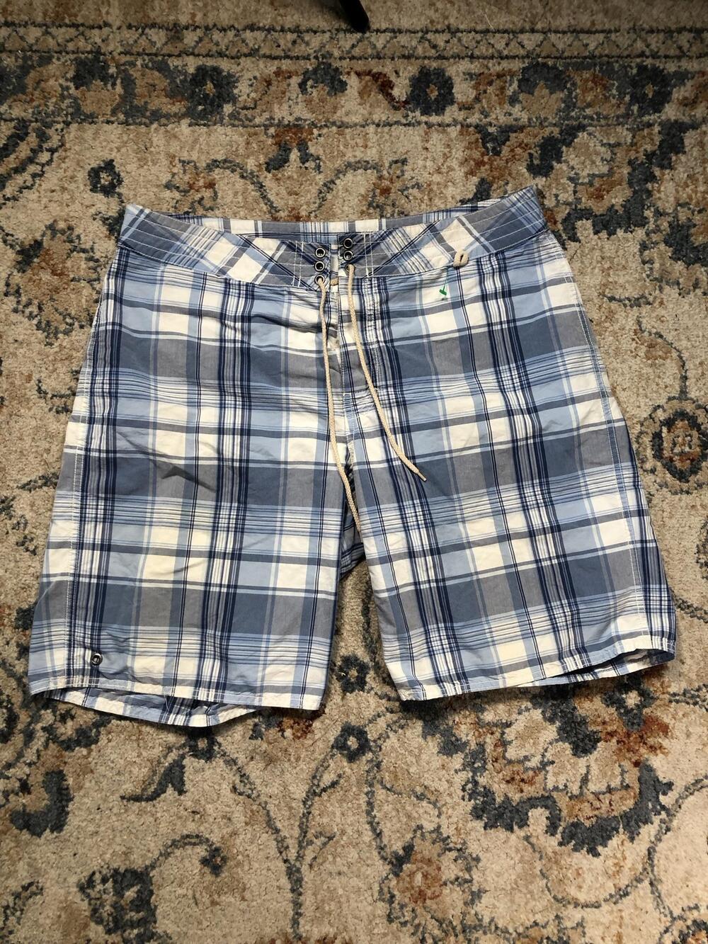 Polo Ralph Lauren Board Shorts Mens 34 Blue Plaid Swim Trunks Drawstring Beach